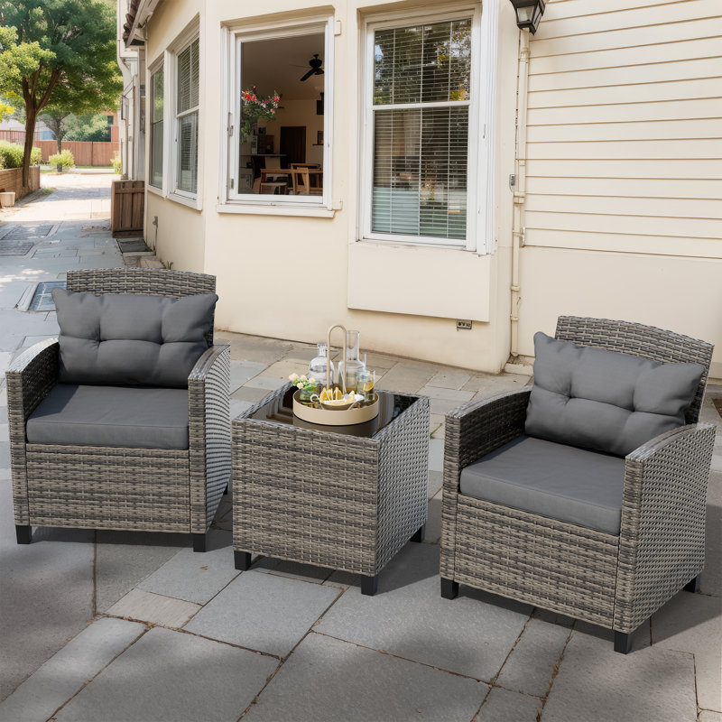 Arlayne 2 Person Outdoor Seating Group with Cushions Beige Brown